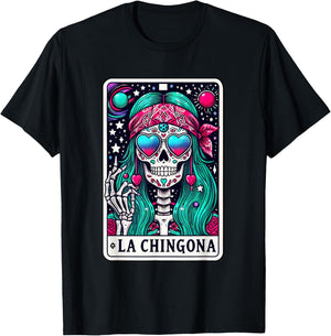 La Chingona Tarot Card Skeleton Latina Mexican Spanish Women T-Shirt - T-Shirt | Black