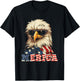 Merica USA American Flag Patriotic 4th of July Bald Eagle T-Shirt - T-Shirt | Black