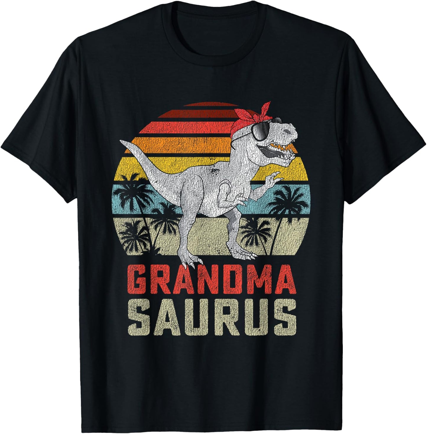 Grandmasaurus T Rex Dinosaur Grandma Saurus Family Matching T-Shirt - T-Shirt | Black