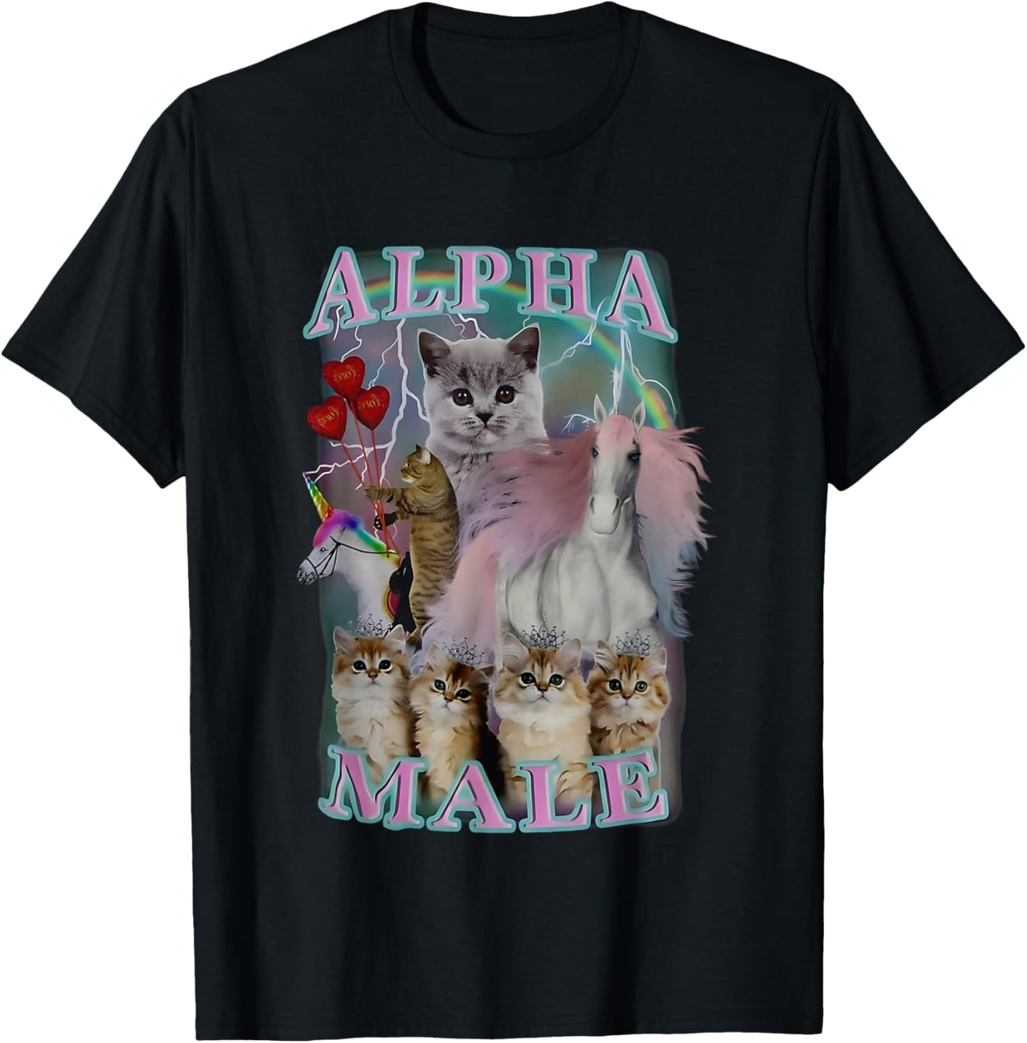 Alpha Male Meme Cat And Unicorn Funny Women T-Shirt - T-Shirt | Black