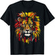 Lion Text Abstract Drawing Animal Art Colorful Graphic Lion T-Shirt - T-Shirt | Black
