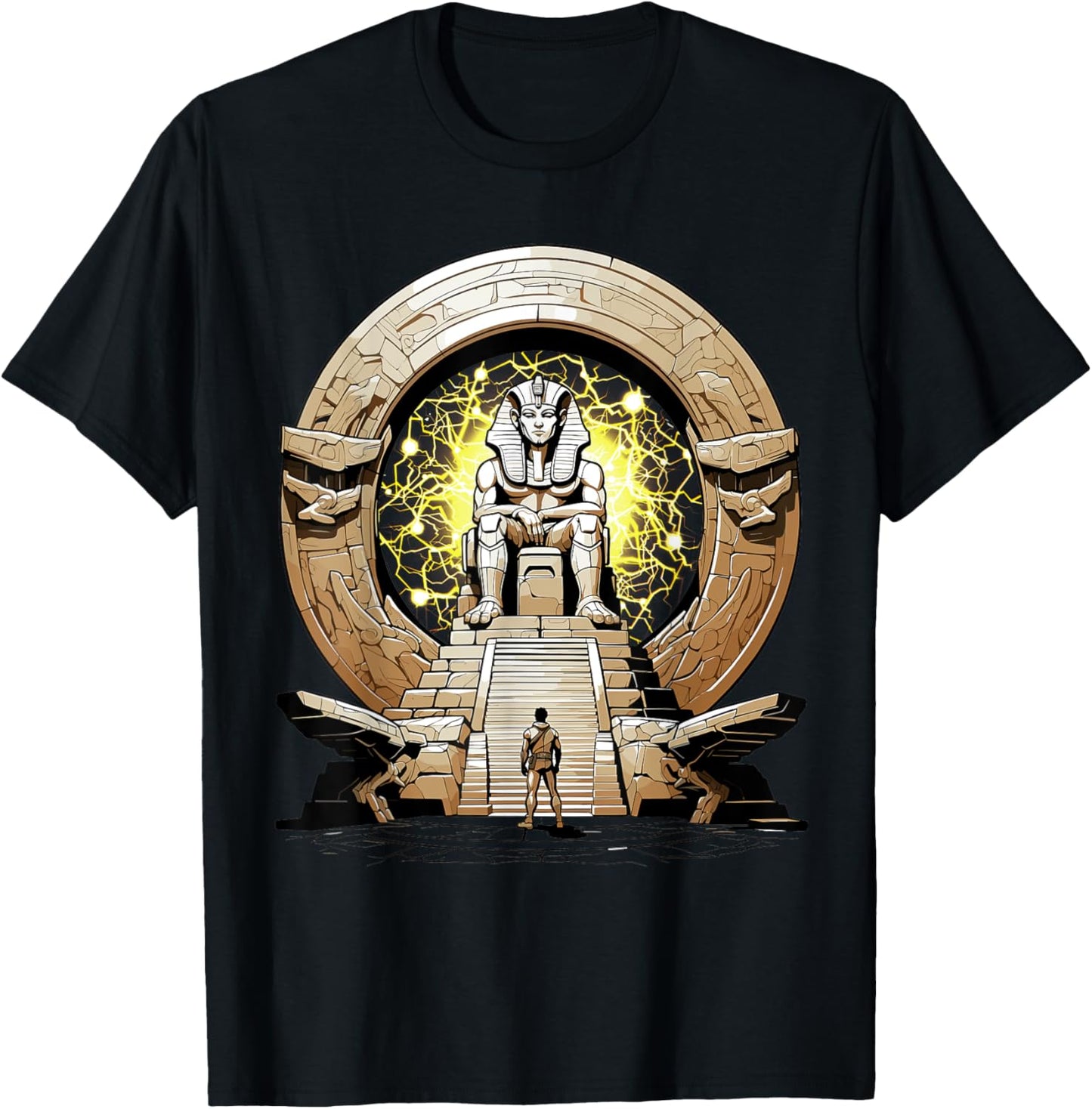 Ancient Deity Osiris stepping through a stargate portal T-Shirt - T-Shirt | Black
