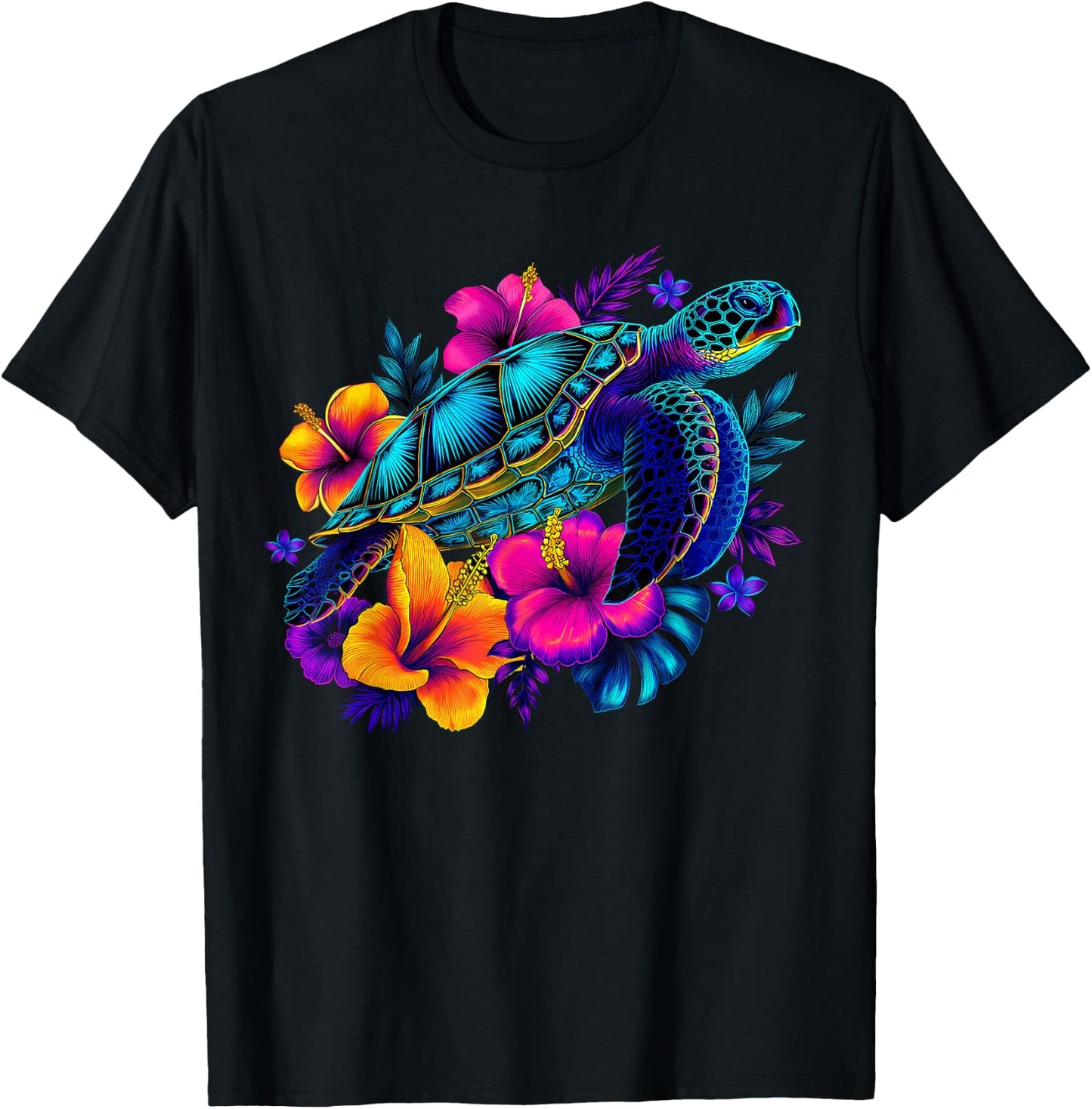 Retro Sea Turtle Summer Beach Ocean Animal Aloha Maui Hawaii T-Shirt - T-Shirt | Black