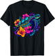Retro Sea Turtle Summer Beach Ocean Animal Aloha Maui Hawaii T-Shirt - T-Shirt | Black