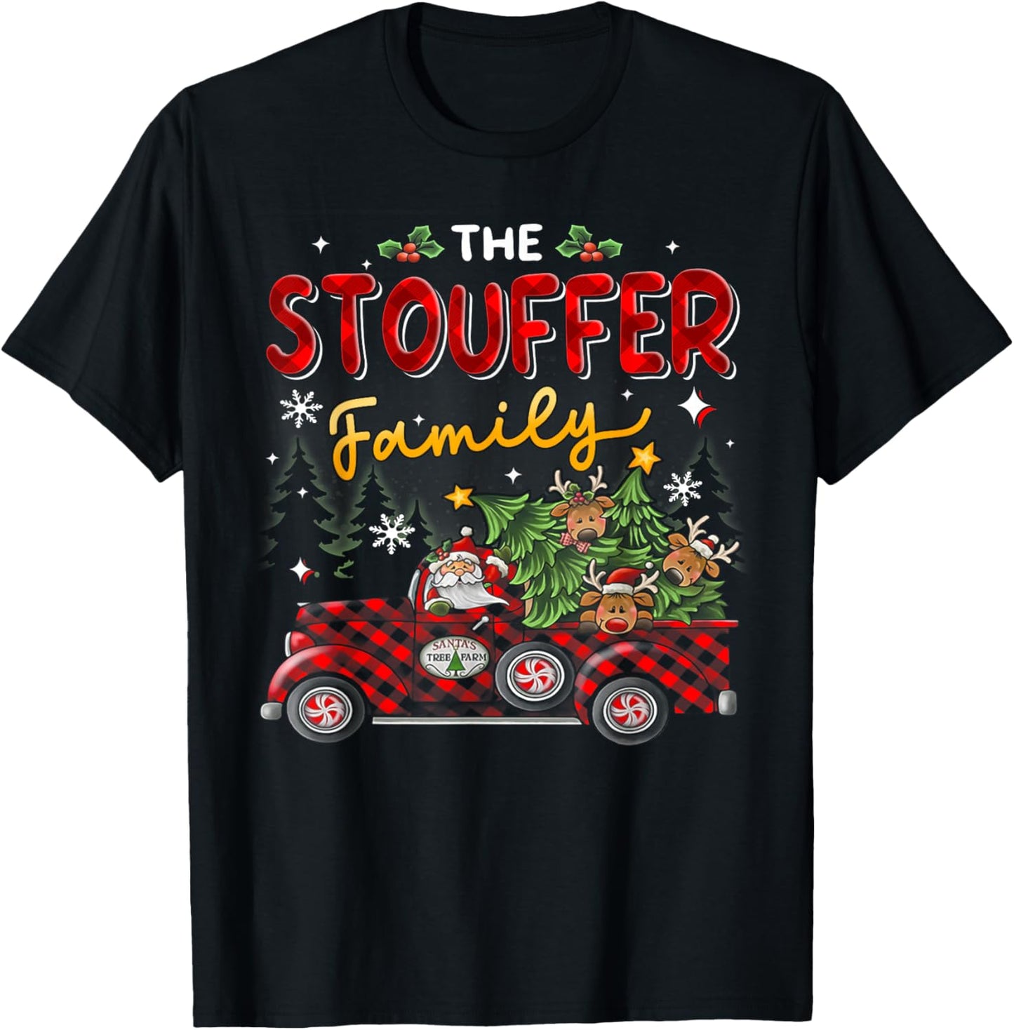The Stouffer Family Christmas Matching Pajamas Group Gift T-Shirt - T-Shirt | Black