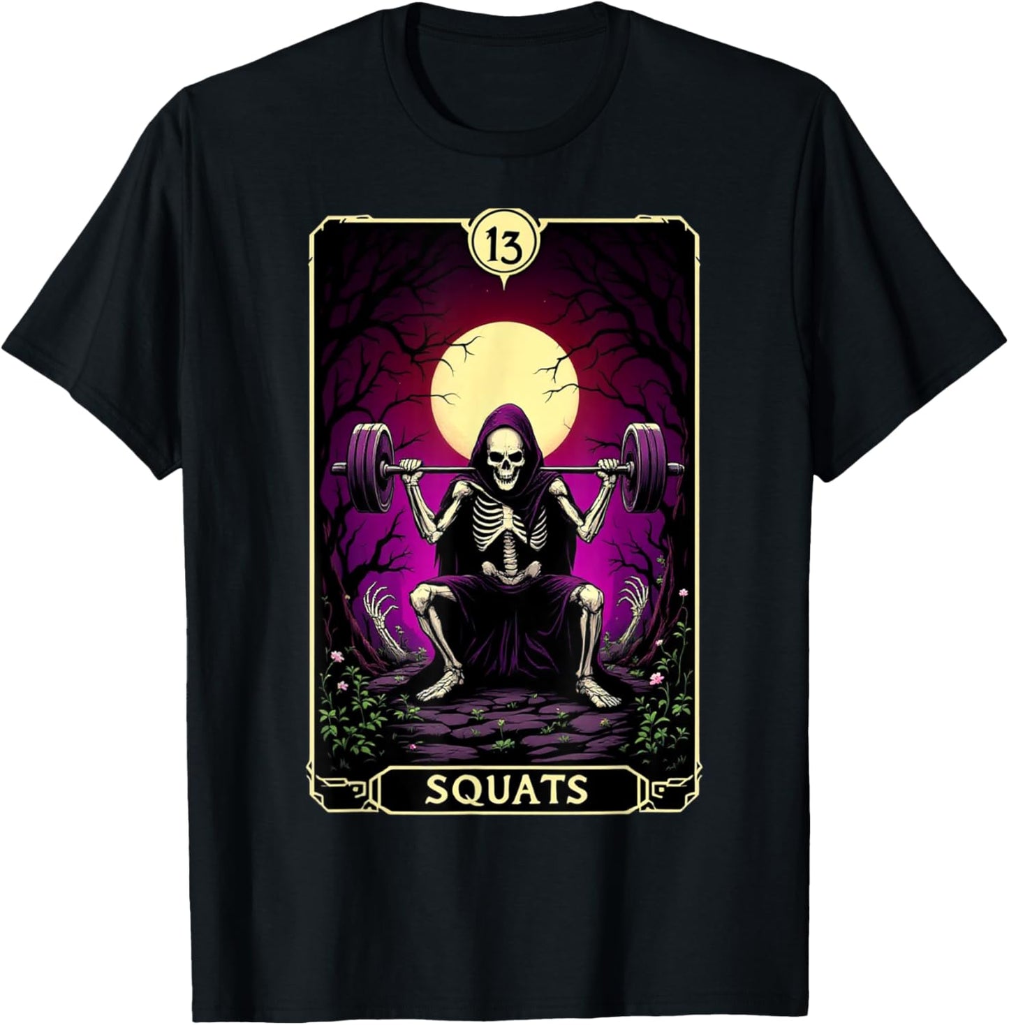 Funny Tarot Card Squats Gym Occult Workout Fitness T-Shirt - T-Shirt | Black