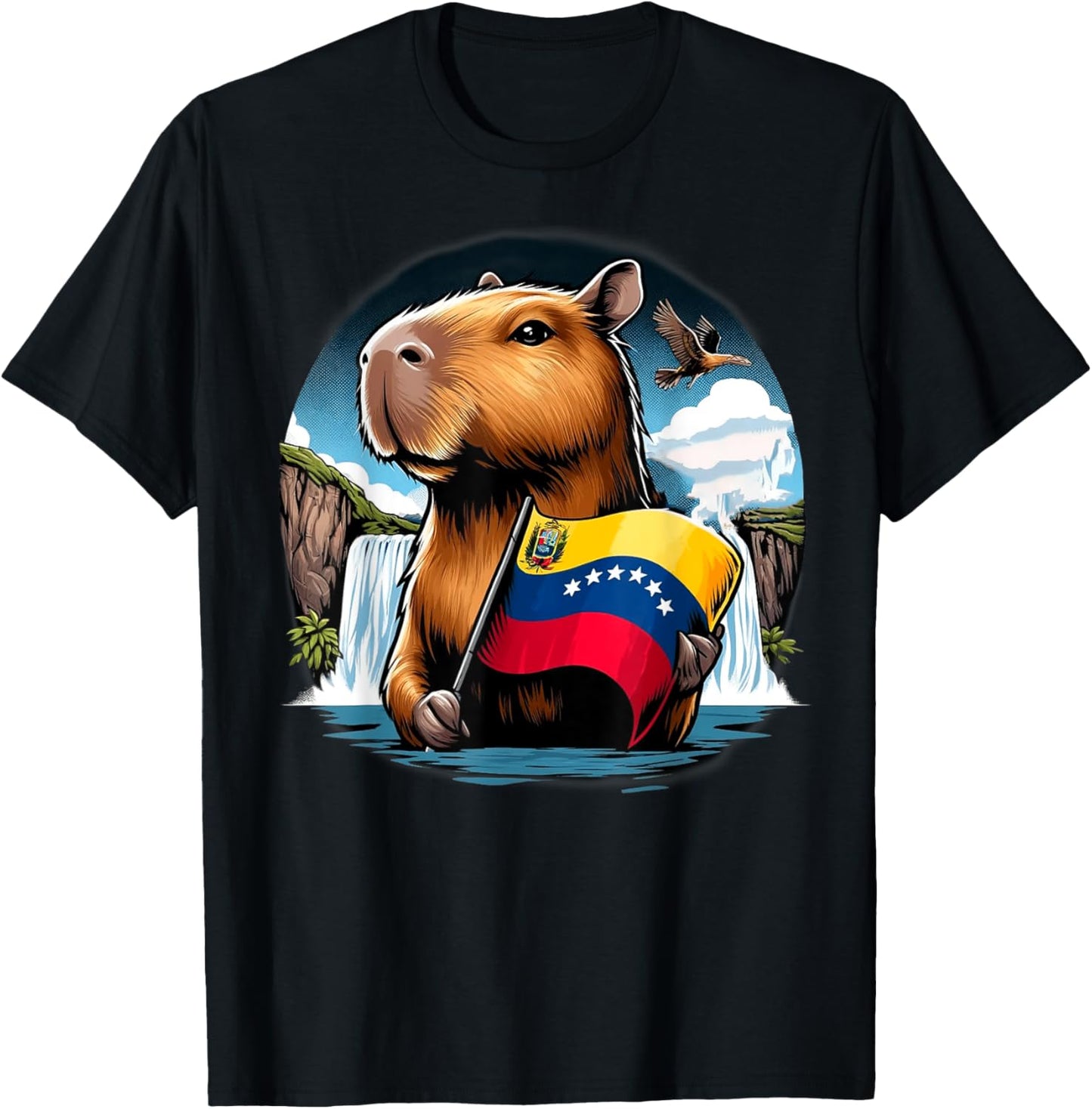 Capybara Venezuela Flag Animal Independence Show Outfit T-Shirt - T-Shirt | Black