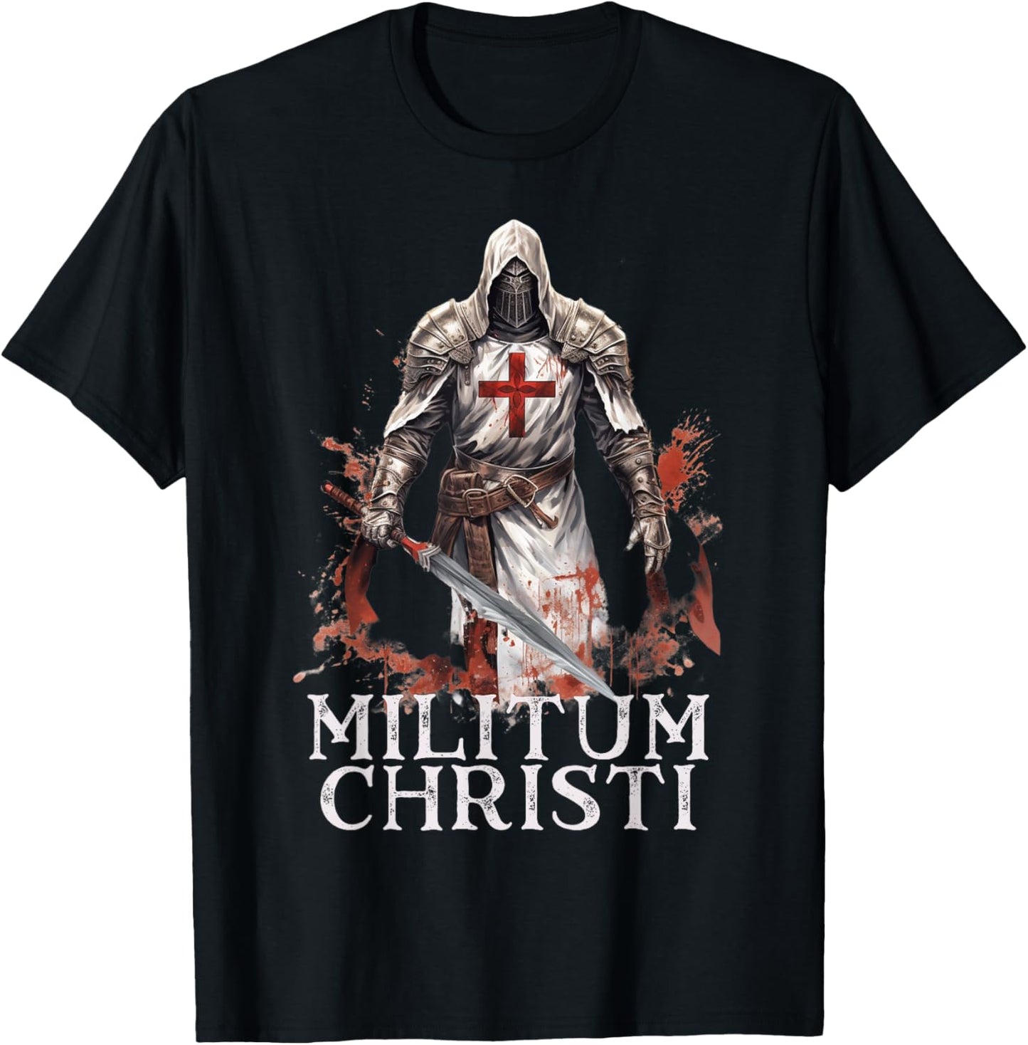 Modern Day Catholic Designs Catholic Knight Templar Crusader Cross T-Shirt - T-Shirt | Black