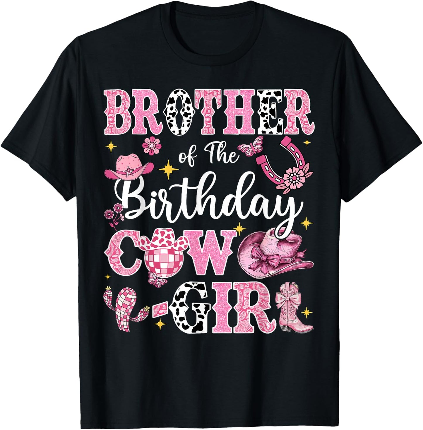 Brother Of The Birthday Cow-Girl Rodeo Brother Bday Party T-Shirt - T-Shirt | Black