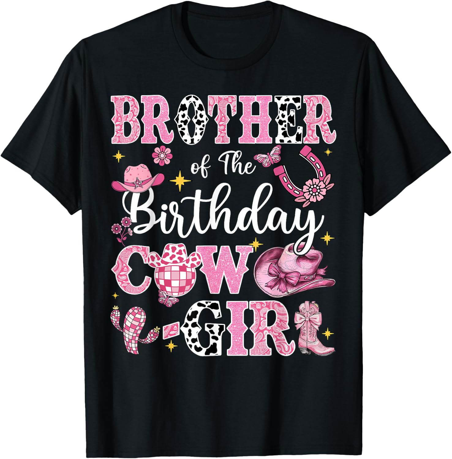 Brother Of The Birthday Cow-Girl Rodeo Brother Bday Party T-Shirt - T-Shirt | Black