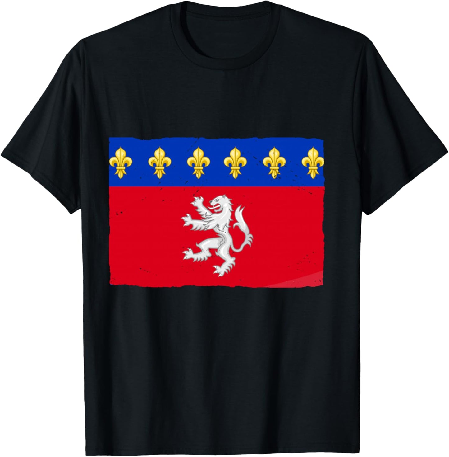 Vintage Lyon Flag Gift Lyon France T-Shirt - T-Shirt | Black