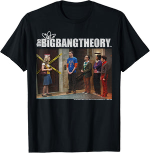 The Big Bang Theory Broken Elevator Group Shot T-Shirt - T-Shirt | Black