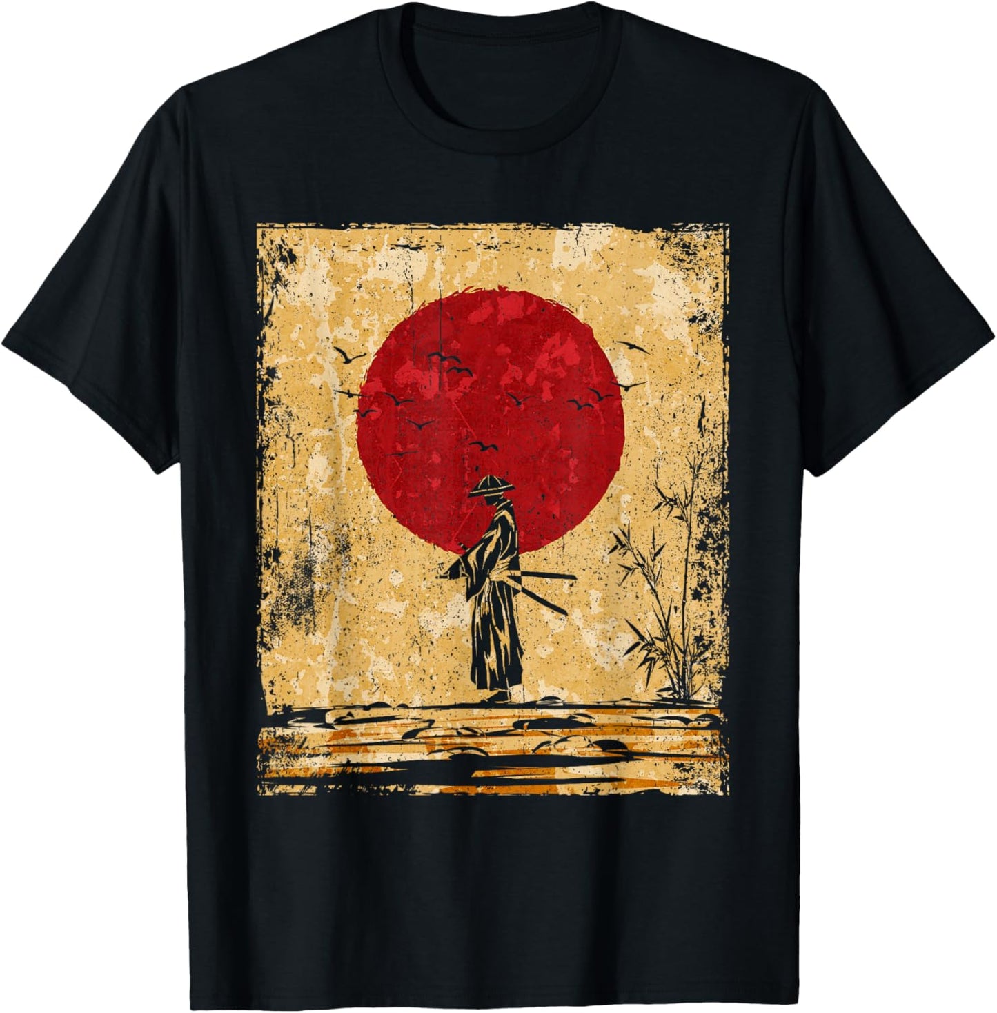 Samurai Japanese Art Vintage Fighter Retro T-Shirt - T-Shirt | Black