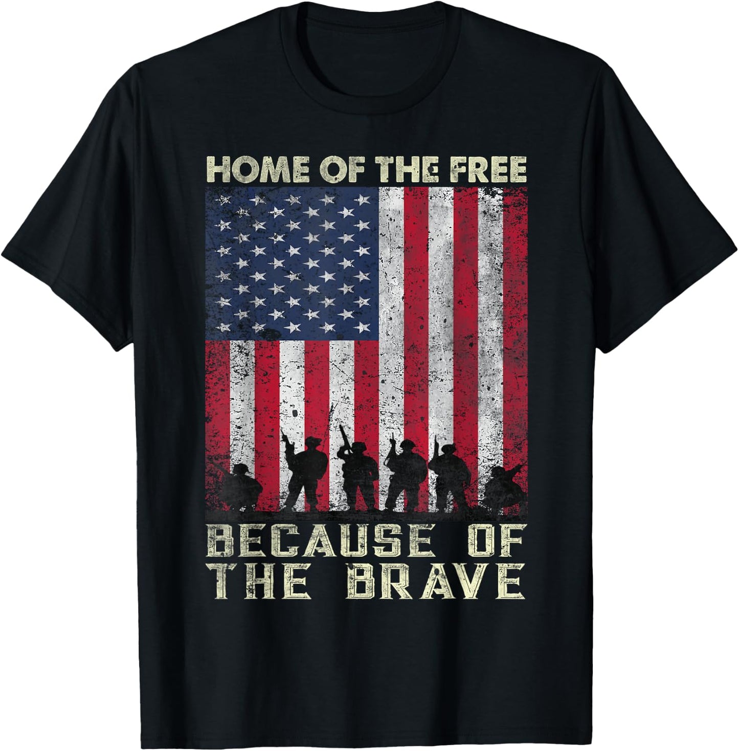 Home Of The Free Because Of The Brave American Flag T-Shirt - T-Shirt | Black