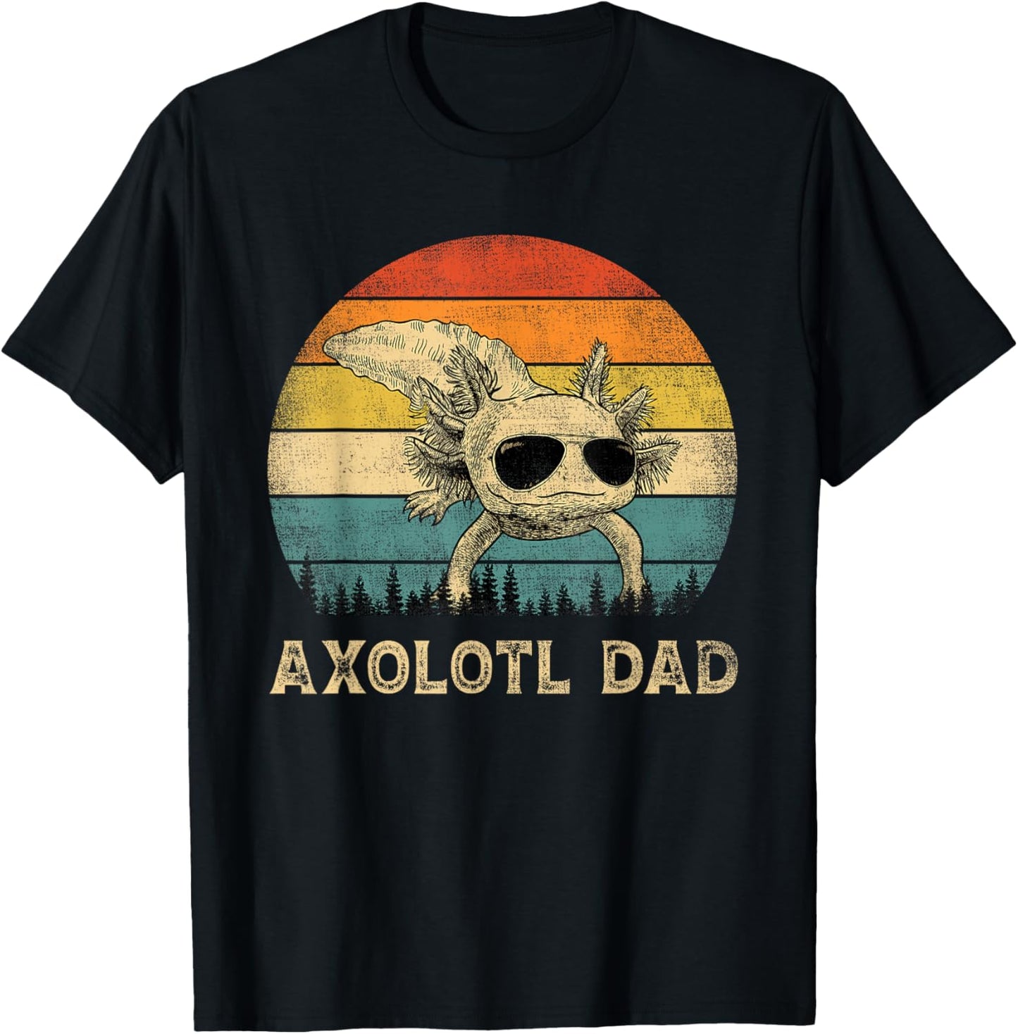Vintage Axolotl Dad Axolotl Lovers Daddy Father's Day T-Shirt - T-Shirt | Black