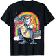 Cat Unicorn Riding Dinosaur T rex Kitten Lover Space Galaxy T-Shirt - T-Shirt | Black