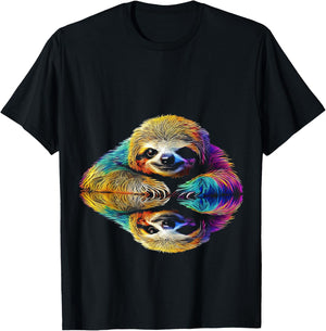 Sloth Abstract Cute Animal Colorful Art Graphic Sloth T-Shirt - T-Shirt | Black