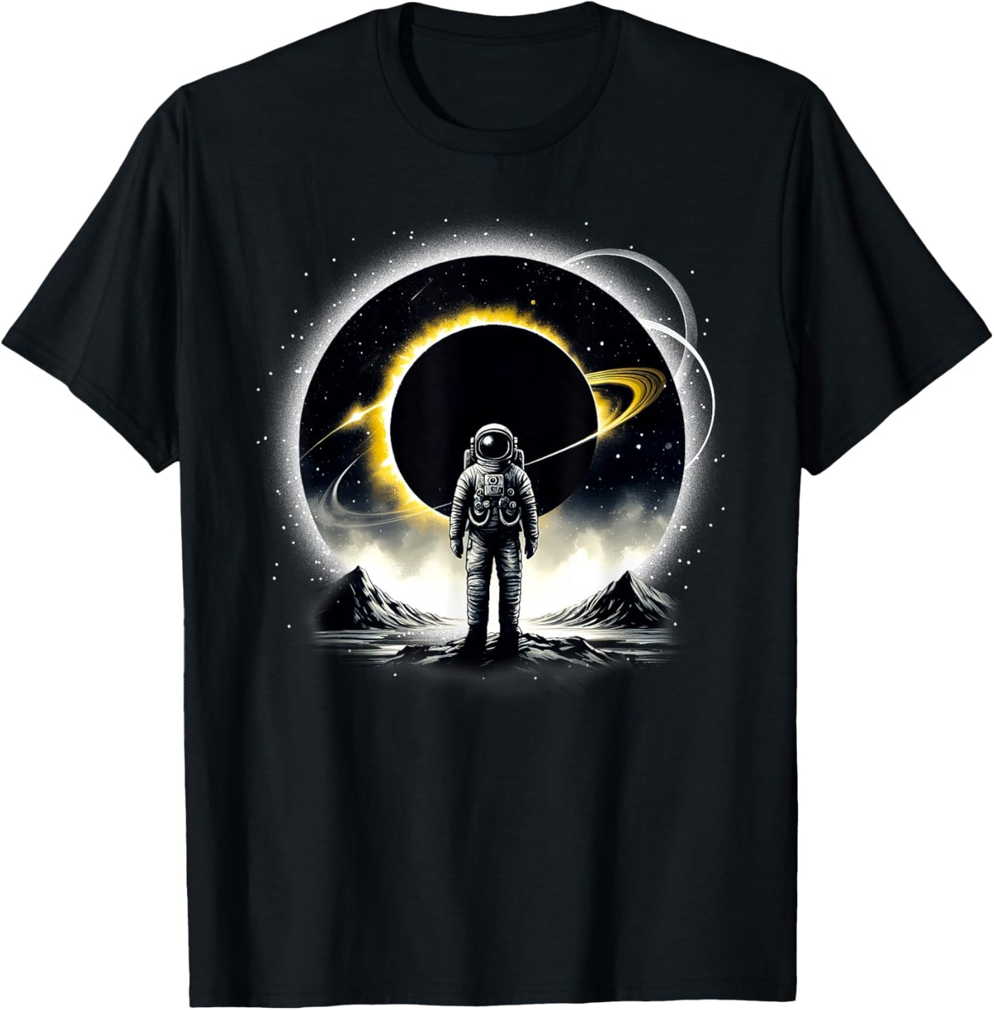Funny Astronaut Space Eclipse Planet Science Solar System T-Shirt - T-Shirt | Black