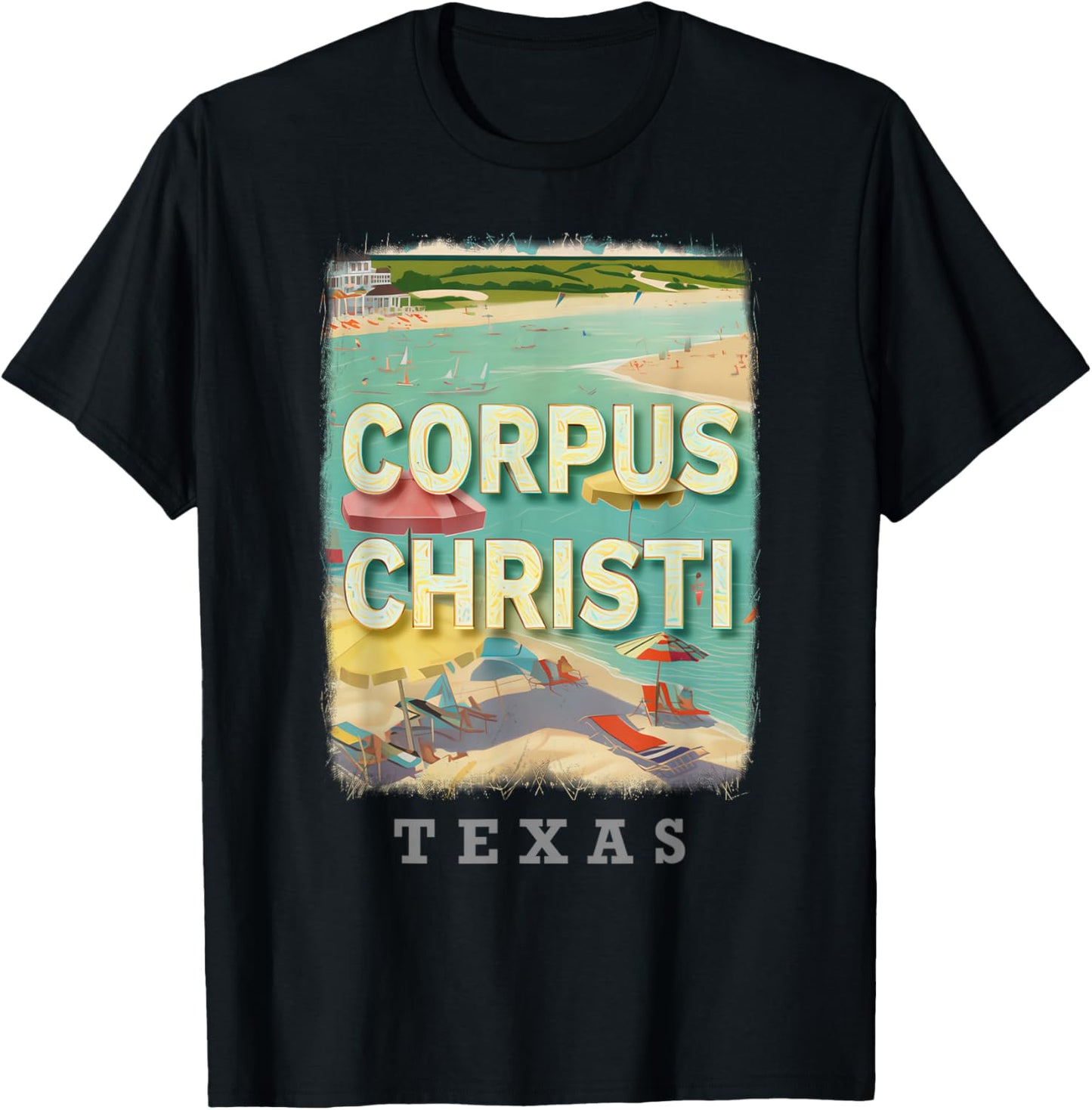 Corpus Christi Texas TX Beachside Bliss SD690 T-Shirt - T-Shirt | Black