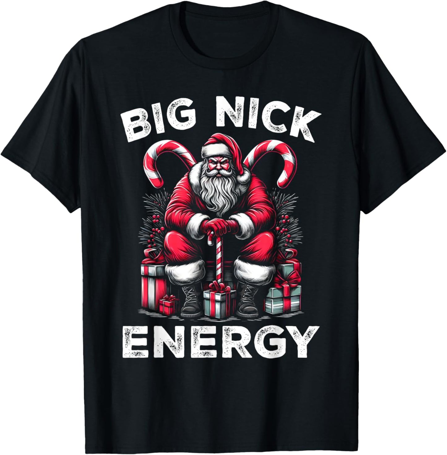 Big Nick Energy Funny Santa Claus Christmas Men Women Kids T-Shirt - T-Shirt | Black
