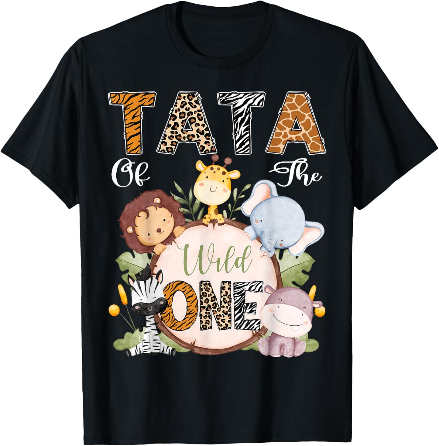Tata Of The Wild One 1St Birthday Safari Woodland T-Shirt - T-Shirt | Black