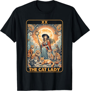 The Cat Lady Tarot Card Shirt Women Pet Kitten Cat Mom Mama T-Shirt - T-Shirt | Black