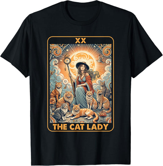 The Cat Lady Tarot Card Shirt Women Pet Kitten Cat Mom Mama T-Shirt - T-Shirt | Black
