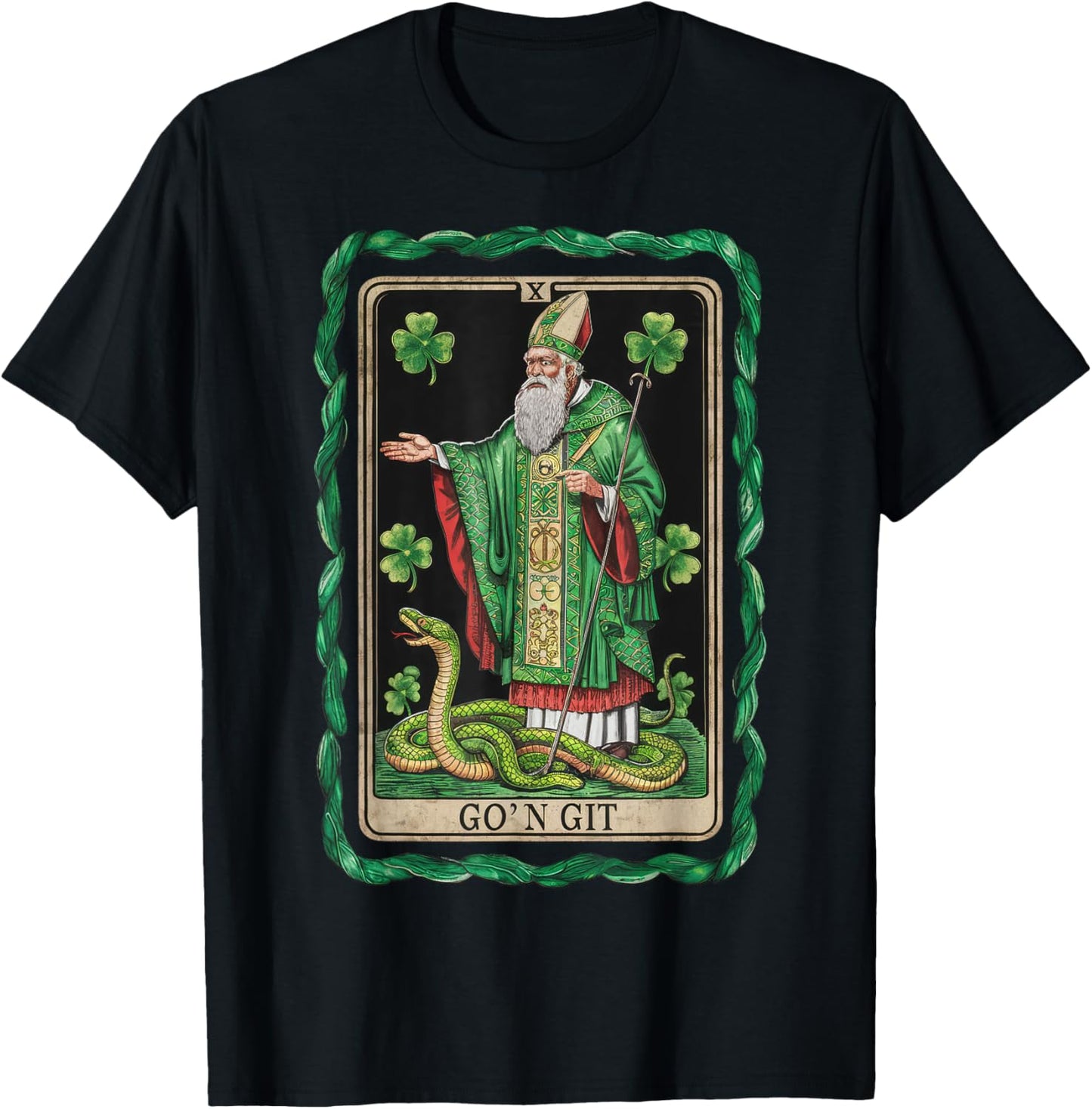 Funny St Patricks Day Tarot Card Go'n Git St Patrick Vintage T-Shirt - T-Shirt | Black