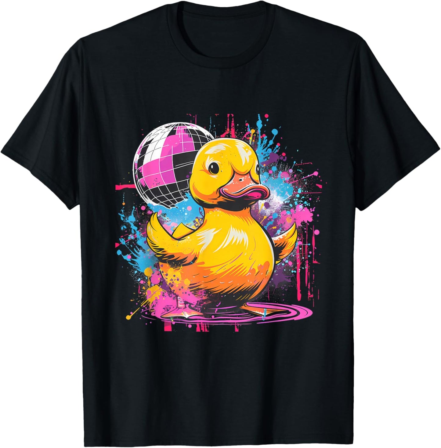Rubber Duck Disco Rubber Duckie Watercolor Rubber Duckling T-Shirt - T-Shirt | Black