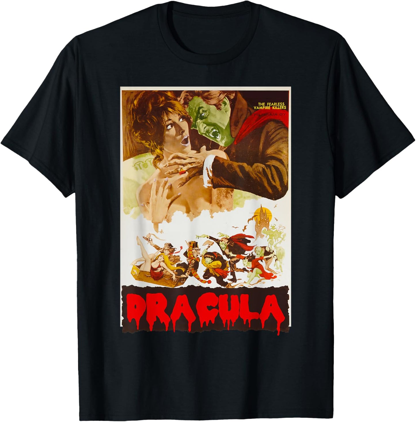 Retro Halloween Monster Poster Horror Movie Vampire Dracula T-Shirt - T-Shirt | Black