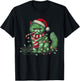 Christmas Cat with Santa Hat & Tree Lights Christmas cat T-Shirt - T-Shirt | Black