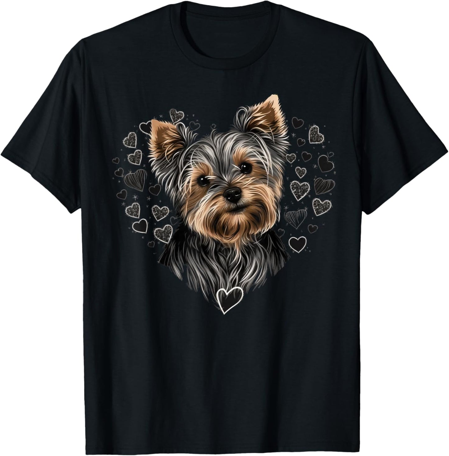 Love Heart for Valentines Day on Yorkshire Terrier Lover T-Shirt - T-Shirt | Black