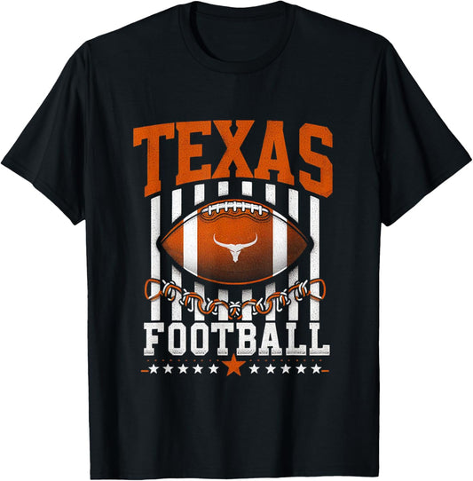 Texas Football Orange and White distressed graphic T-Shirt - T-Shirt | Black