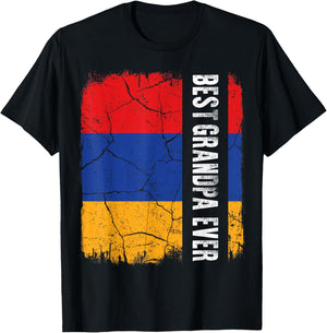 Best Armenian Grandpa Ever Armenia Flag Father's Day T-Shirt - T-Shirt | Black