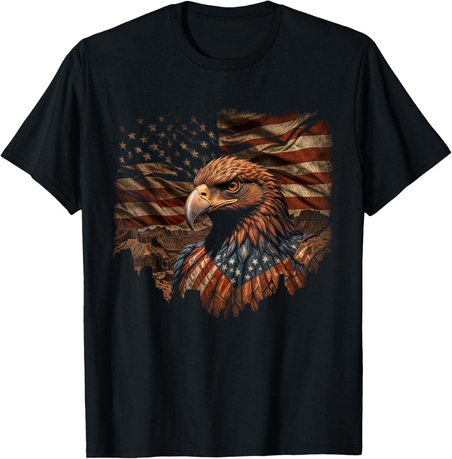 Eagle 4th Of July USA Flag Patriotic American T-Shirt - T-Shirt | Black