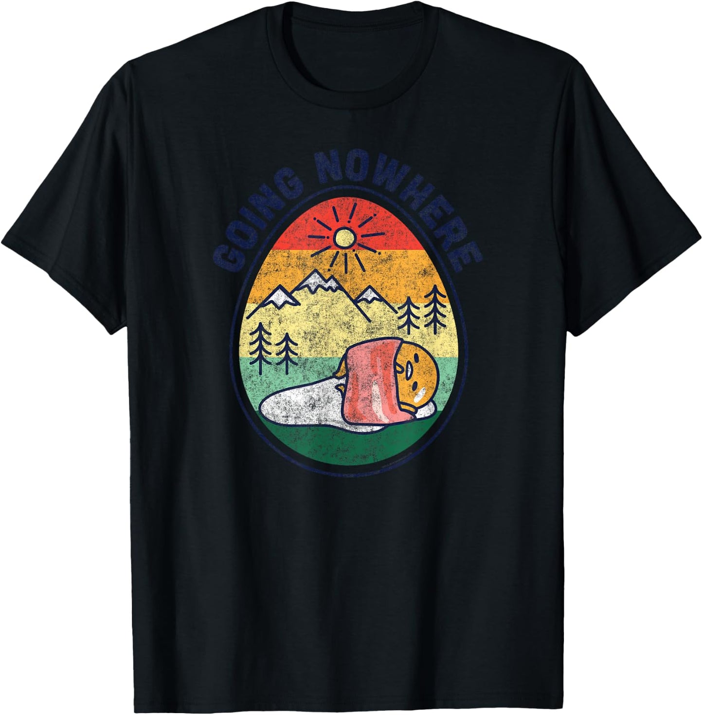 Gudetama The Lazy Egg Camping Going Nowhere T-Shirt - T-Shirt | Black