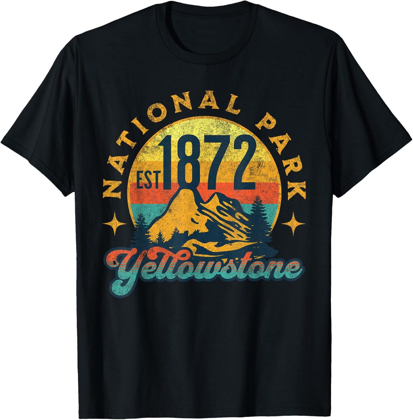 Yellowstone Park Nature Mountains Hiking Outdoors Vintage T-Shirt - T-Shirt | Black