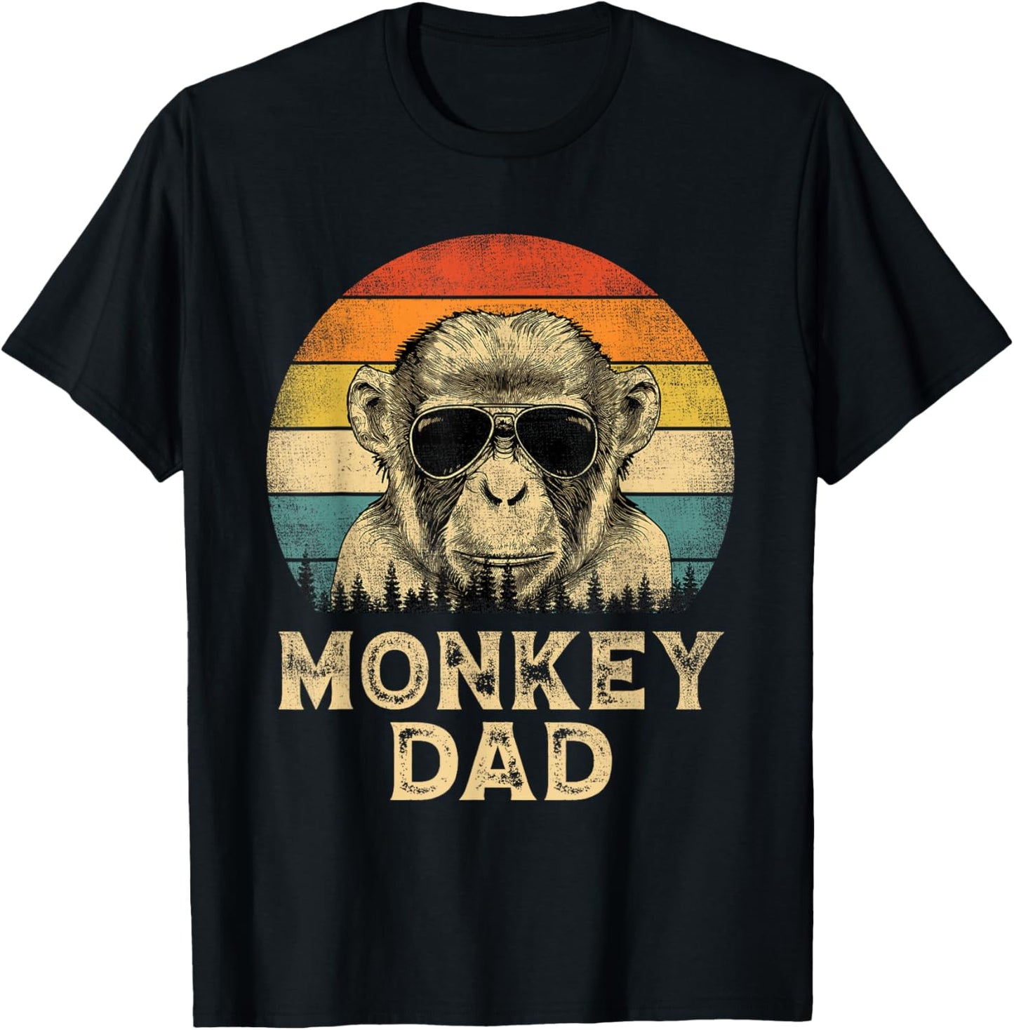 Vintage Monkey Dad Monkey Lovers Daddy Father's Day T-Shirt - T-Shirt | Black