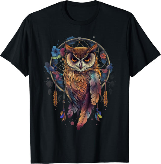 Owl Dream Catcher Bird for a Esotericist T-Shirt - T-Shirt | Black