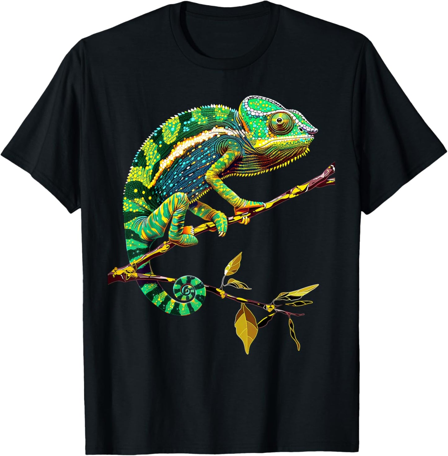 Chameleon Lizard Reptile Chameleon Iguana Chameleon , Black, S T-Shirt - T-Shirt | Black