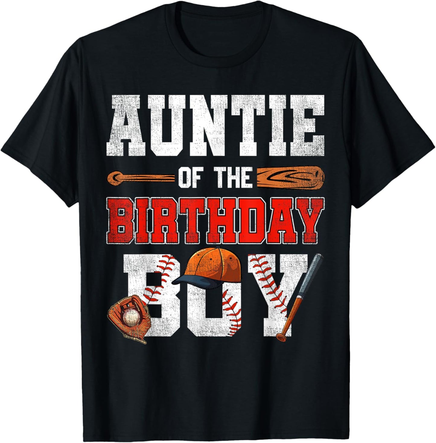 Auntie Of The Birthday Boy Baseball Bday Family T-Shirt - T-Shirt | Black