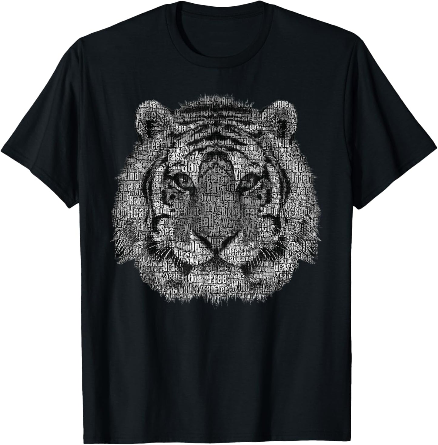 text word tiger head art face for lover Wild Tigers animal T-Shirt - T-Shirt | Black