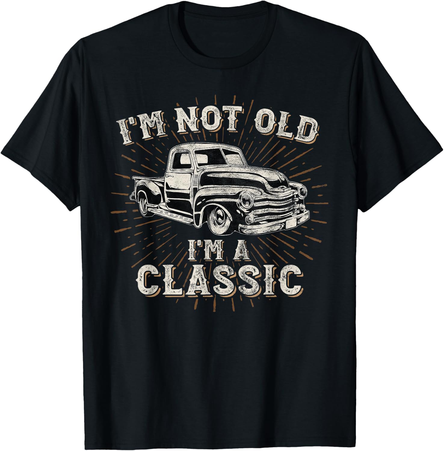 I'm Not Old I'm Classic Retro Truck Distressed Design T-Shirt - T-Shirt | Black