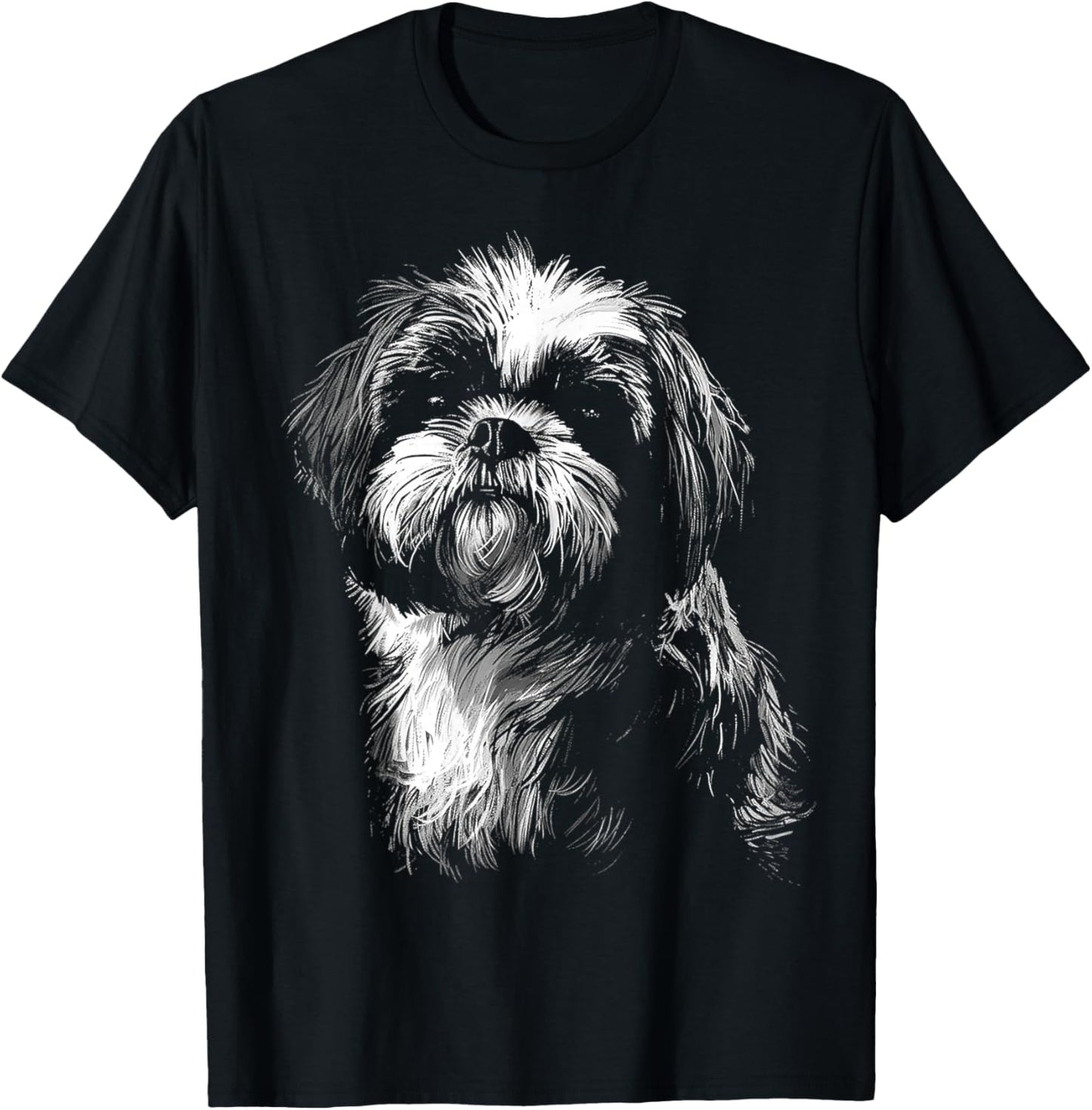 Shih Tzu Graphic Pet Illustration Dog Shih Tzu T-Shirt - T-Shirt | Black