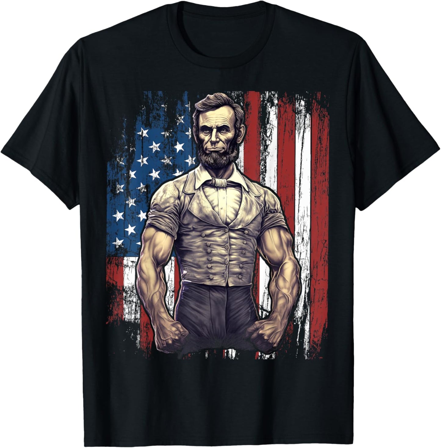 4th of July Patriotic Funny Abraham Lincoln Graphic July 4th T-Shirt - T-Shirt | Black