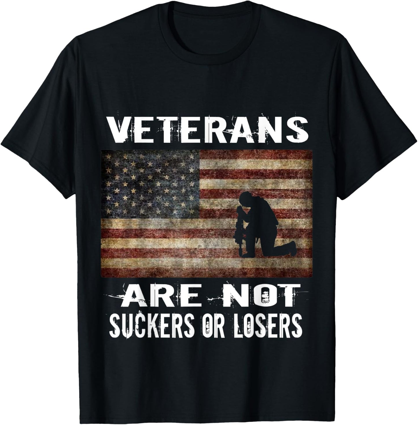 Veterans Are Not Losers or Suckers Women Men Anti Trump T-Shirt - T-Shirt | Black