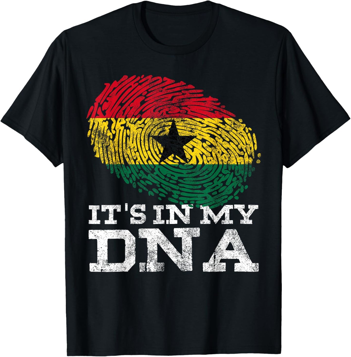 It's in My DNA Ghanaian Print African Roots Proud Ghana Flag T-Shirt - T-Shirt | Black