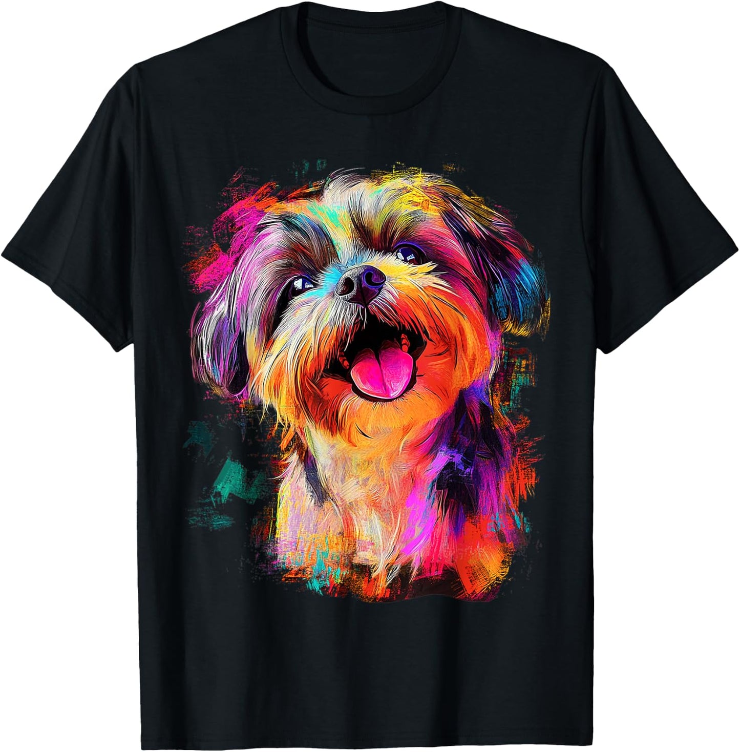 Shih Tzu Dog Motif Pet Art Shih Tzu T-Shirt - T-Shirt | Black