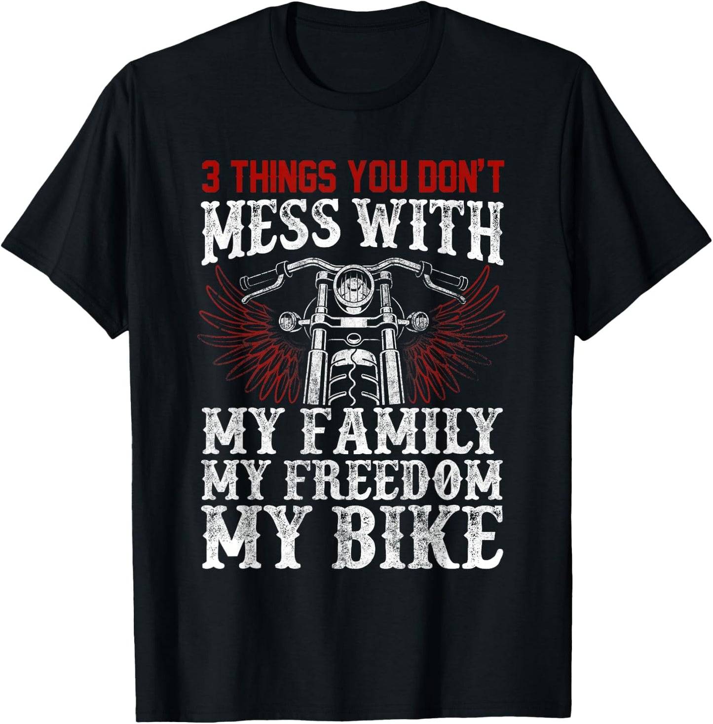 Classic Motorcycle Biker My Family My Freedom My Bike T-Shirt - T-Shirt | Black