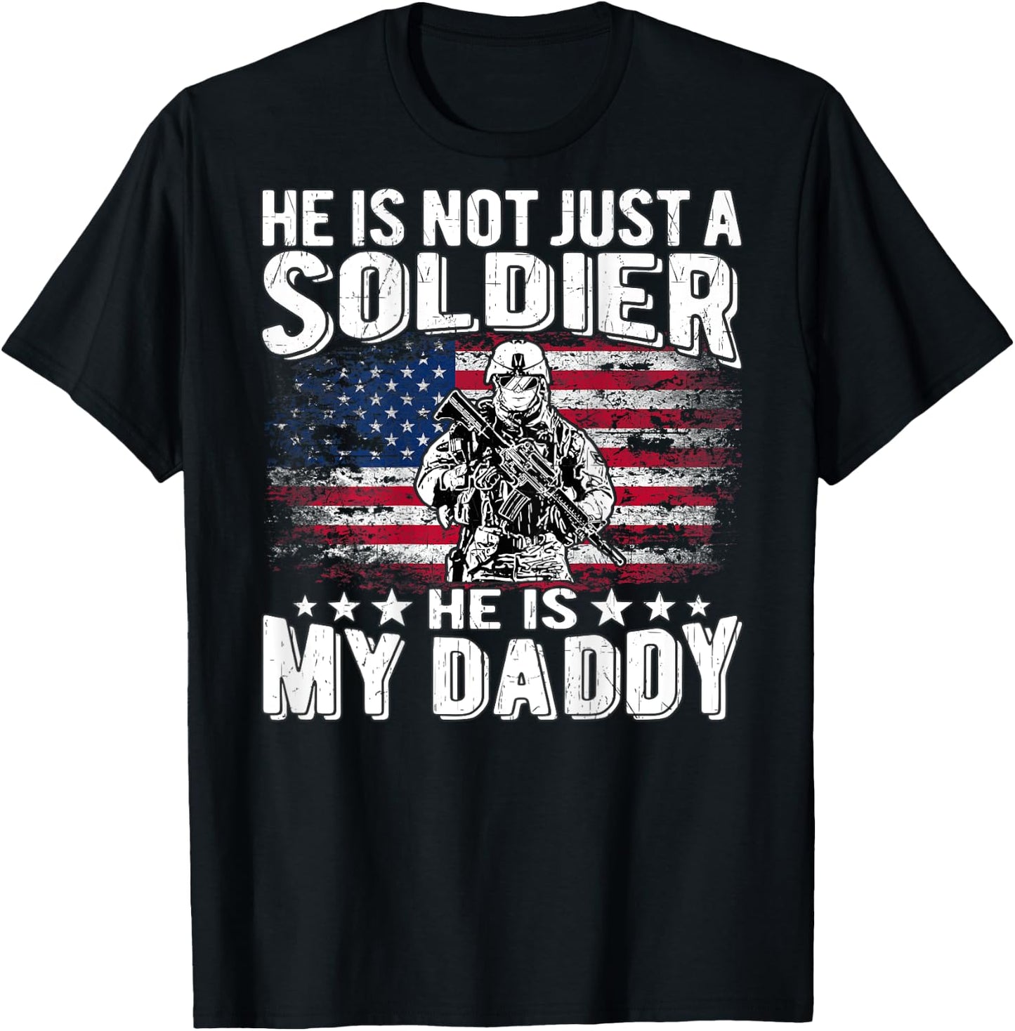 My Daddy Is A Soldier Patriotic Proud Military Daughter Son Kids Men T-Shirt - T-Shirt | Black